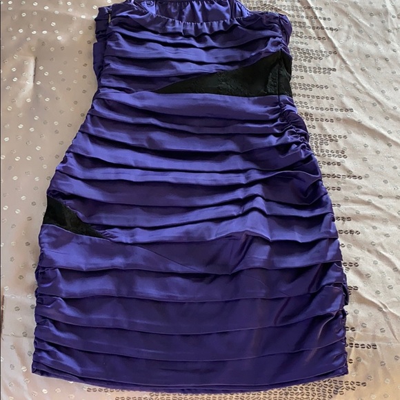 Express Gorgeous Purple Ruched Dress w/Lace Panels - Picture 4 of 9